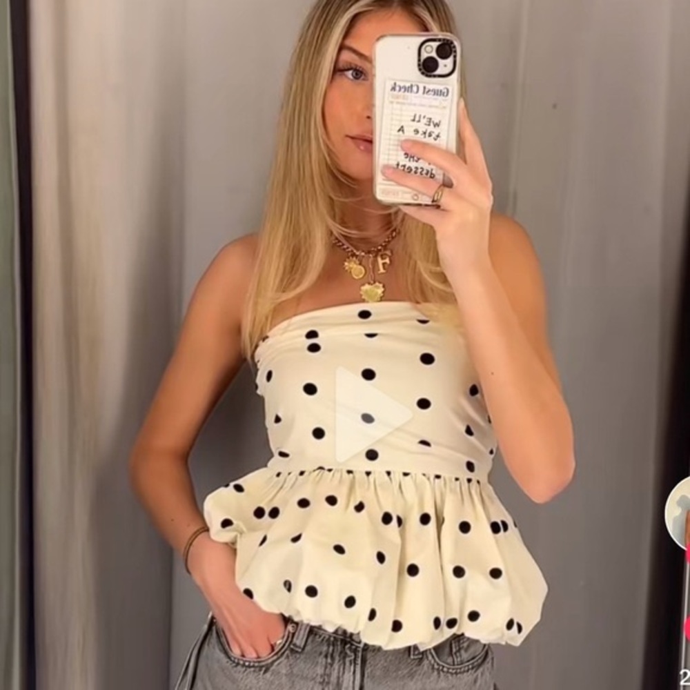 H&M Polka Dot Bubble Hem Tube Top
